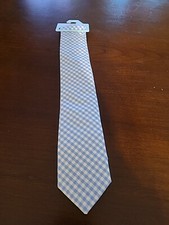 Dillards Class Club Blue Checkered Cotton Tie NWT