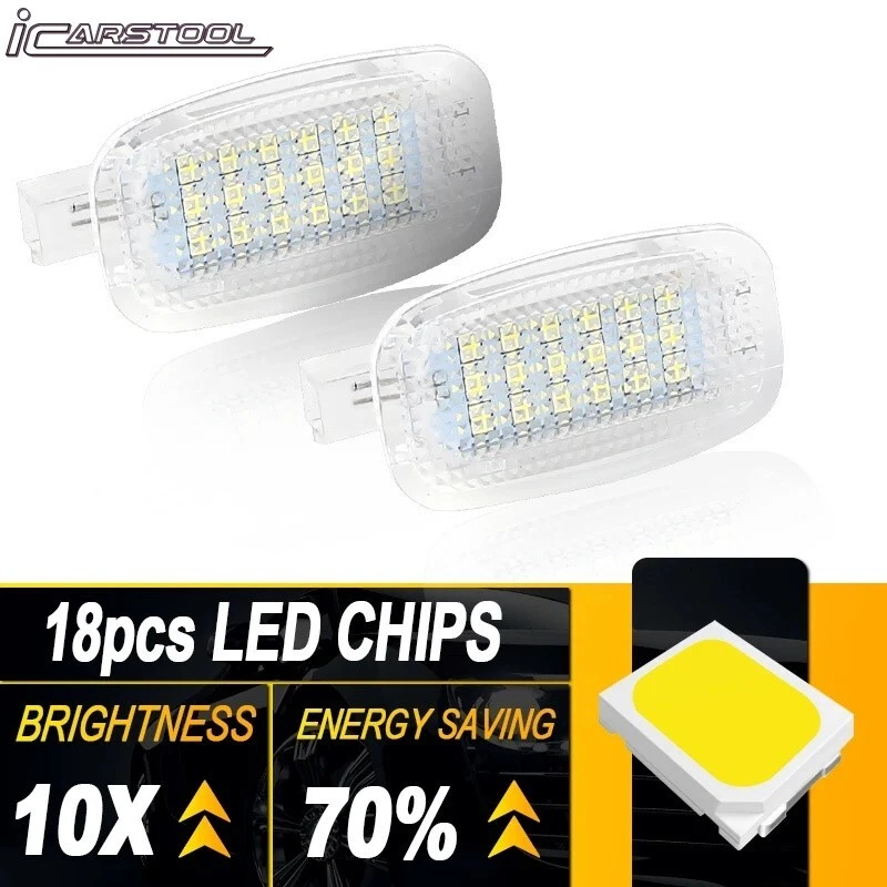 2x White 6000K 18-LED Courtesy Door Trunk Lights Lamp For Mercedes-Benz W204 W212 W207 W221 OEM# A2218200401  