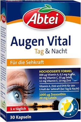 Abtei Augen Vital Tag und Nacht - mit Vitamin A, Lutein, DHA&Zeaxanthin 30 Stk
