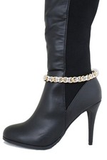 Women Youth Boot Bracelet Gold Metal Chain Bling Anklet Shoe Silver Mesh Beads