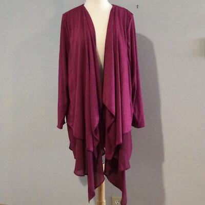 Gozzip Purple Long Sleeve Waterfall Layered Oversized Cardigan Jacket Size L NWT