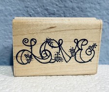 Love Wood Mounted Rubber Stamp DOTS Love Hearts NEW