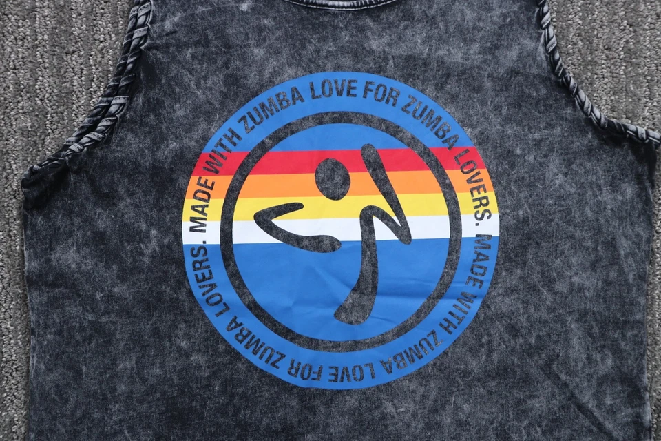 Camiseta sin mangas Zumba entrenamiento gimnasio lavado ácido dobladillo alto-bajo atletismo para mujer pequeña Foto 3 de 4