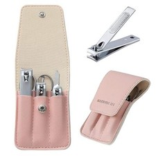 Nail Clipper Set Gifts for Women, 6 Pcs Case Fingernail Clipper Christmas Pink