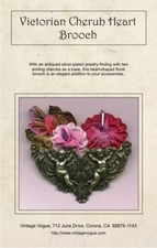 Victorian Cherub Heart Brooch - Pattern by Janet Stauffacher - Wired Ribbon