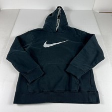 Nike Sweatshirt Youth Large Black Faded Swoosh Logo Pullover Hoodie