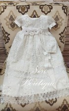 Free Shipping Beautiful White Christening Gown, Baptism Dress Hermoso Vestido