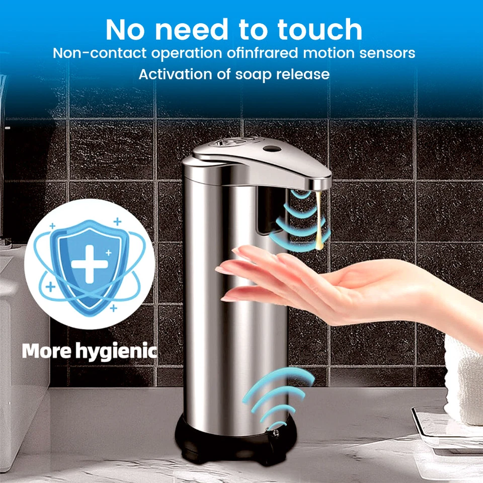 280ML Touch-Free Rechargeable Automatic IR Sensor Liquid Soap Pump Dispenser USA - Image 3 of 4