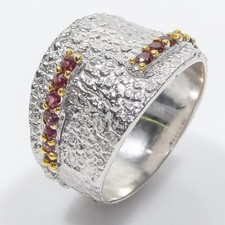 Statement ring handmade Natural Garnet Silver 925 Sterling / RVS60