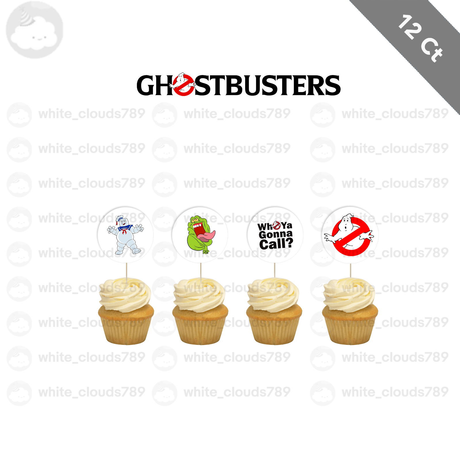 12 Ghostbusters Cupcake Topper Food Slimer Cupcake Pick Favor Party ...