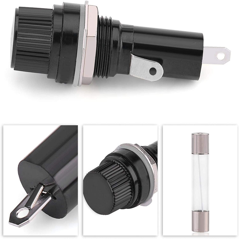 Solder Terminal Panel Mount Fuse Holder for 5x20mm/6 30mm Glass Fuses 2