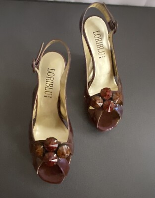 LORIBLU Schuhe Sandalen mit Plateau Keilabsatz  Leder Gr.38,