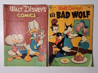 Walt Disney Comics (Donald Duck) 1951 + Li'l Bad Wolf Comic 1952, Lot of 2