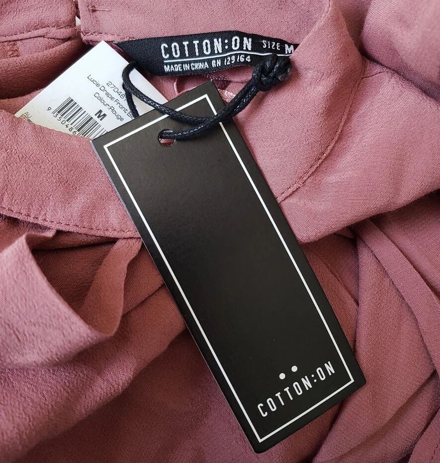 Cotton On Women's Blouse Medium Lucie Drape Front Rouge Pink 3/4 Sleeve Hi Low - Image 4 of 4