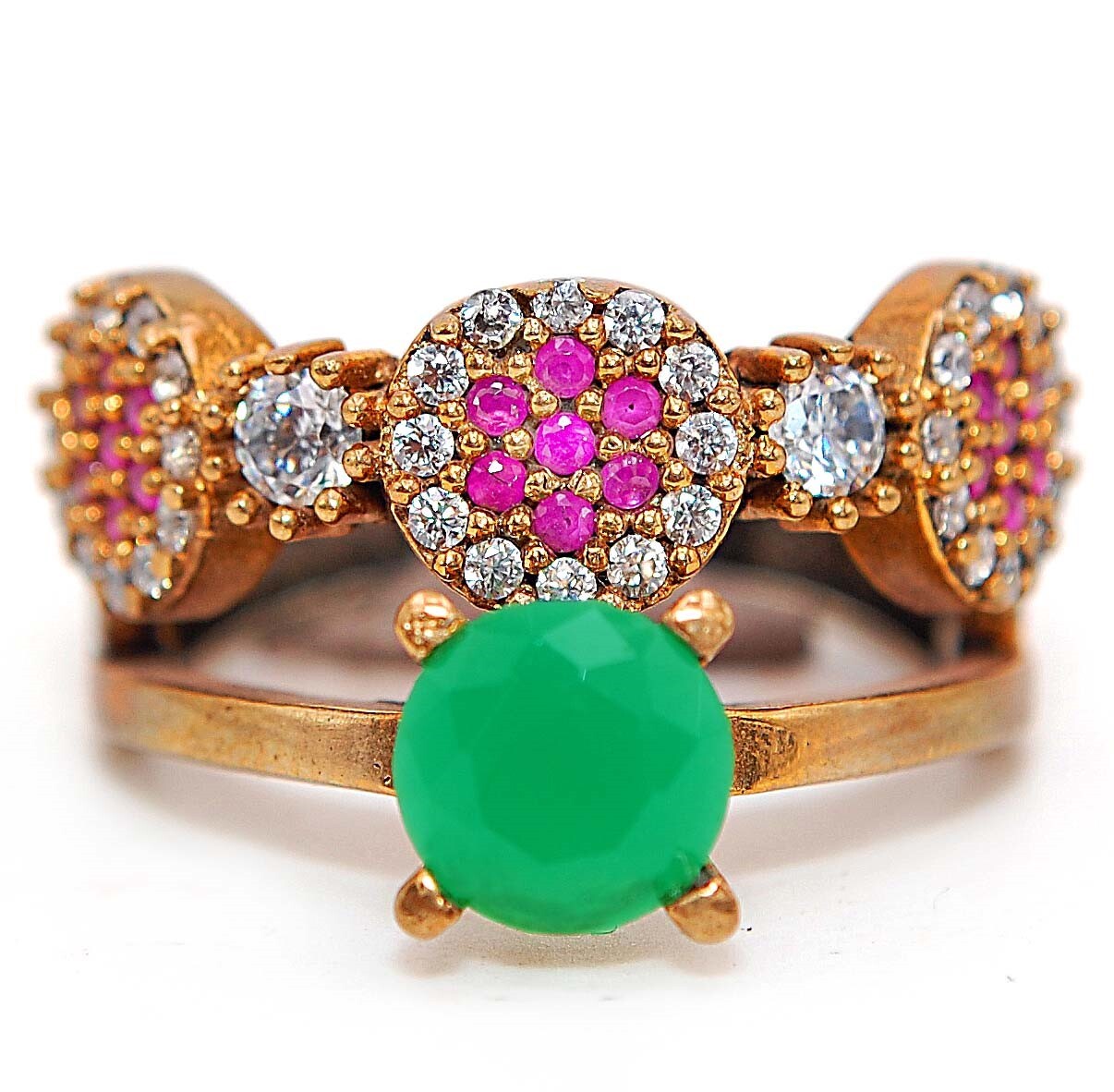 3CT Emerald Ottoman Empire Style 925 Sterling Silver Ring Size 8