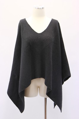 NWT $3845 Brunello Cucinelli 100% Cashmere Monili Bead Rib Poncho Sweater M A181