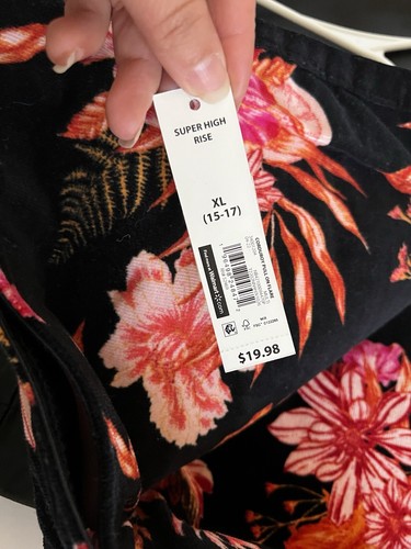 No Boundaries Juniors Corduroy High Rise Flare Pants Floral Print XL Relaxed NWT - Picture 7 of 7