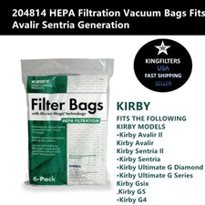 6 Kirby 204814 HEPA Filtration Vacuum Bags Fits Avalir Sentria Generation