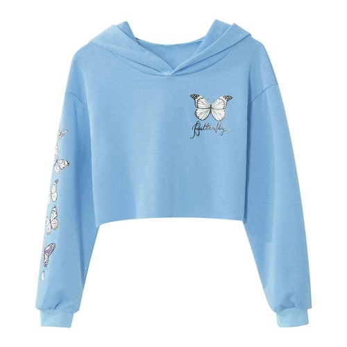 Kids Girls Casual Sweatshirt Sports Workout Hoodie Long Sleeve Hooded Shirts - Picture 33 of 50