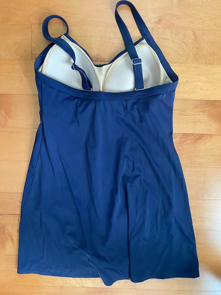LLBean Size 14 Navy Blue Swim dress Swimsuit Onepiece eBay