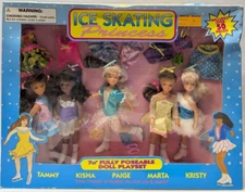 Vintage 1997 Ice Skating Princess Playset 5 Dolls Over 50 Pieces JPI NOS