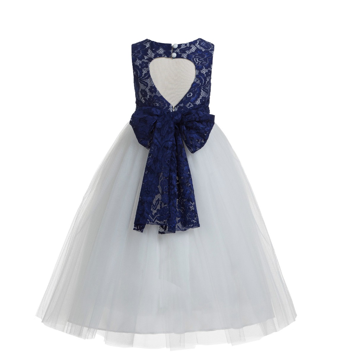 BNY Corner Floral Lace Flower Girl Dress | Cap Sleeve With Necklace | Sizes 2-14, USA Made - View #10