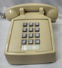Vintage Tan Touch Tone Push Button Telephone Desk Phone -F15