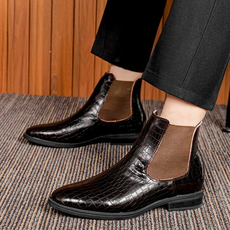 Mens Casual Formal Dress Pointy Toe Chelsea Ankle Boots Business