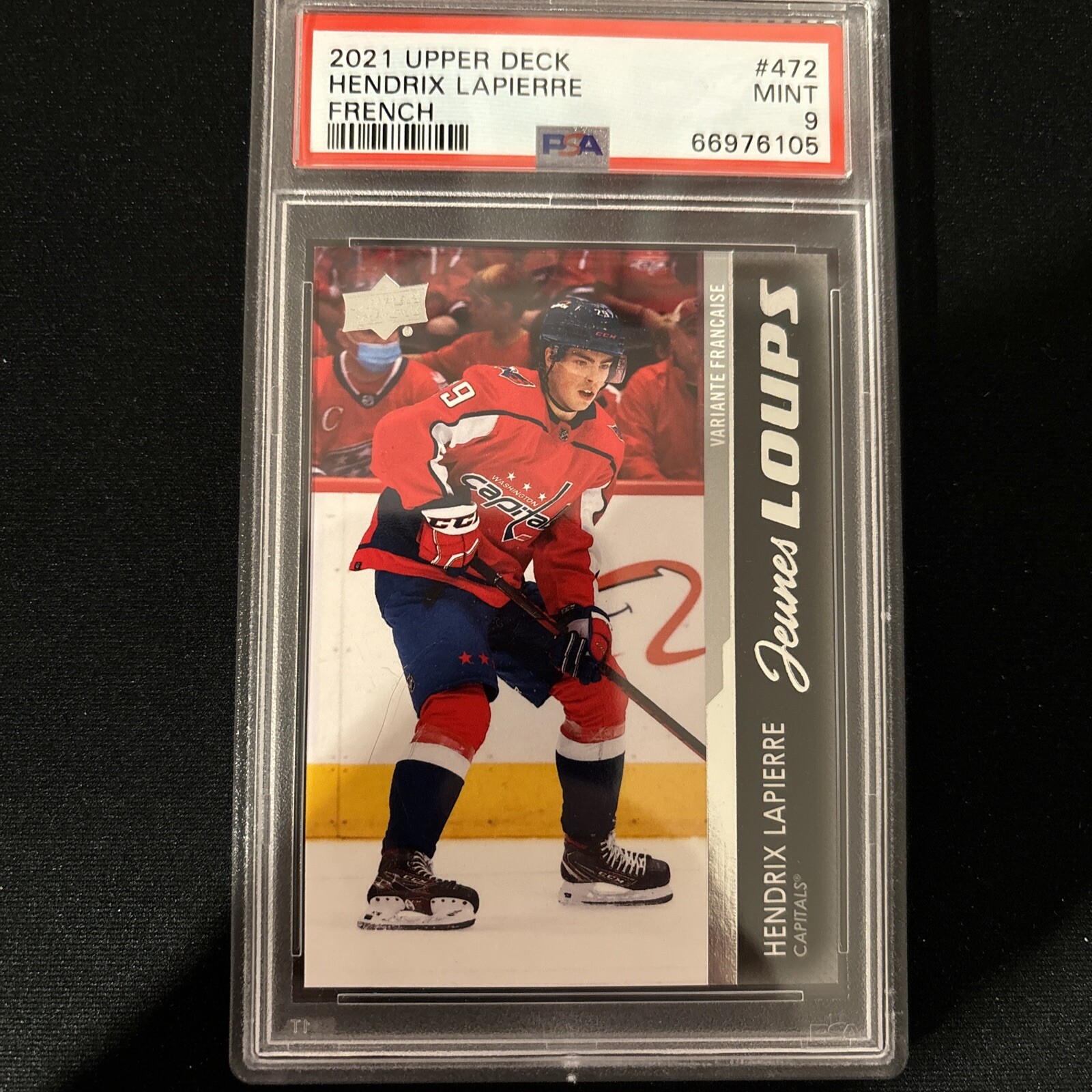 2021 Upper Deck Hendrix Lapierre Young Guns RC SP French #472 Capitals PSA 9