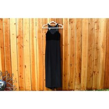 Vintage 1990s Scott McClintock Black Velvet Evening Gown with Jeweled Straps