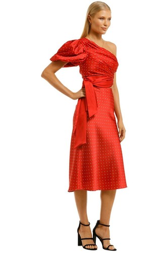 MISHA Dellie Skirt and Toria Top Set Polka Dot Red Size AU 8 WITH DEFECTS - Picture 2 of 6
