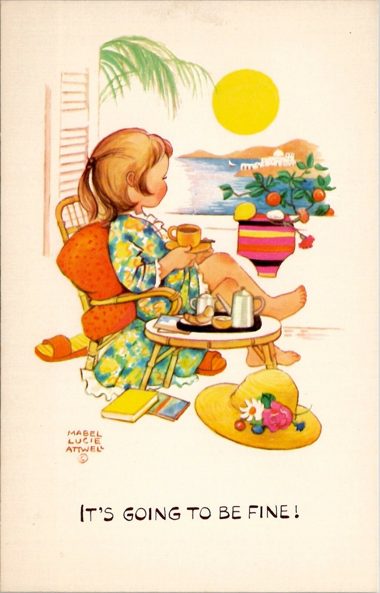 Artist Mabel Lucie Attwell Girl Relaxing Ocean View Its Fine