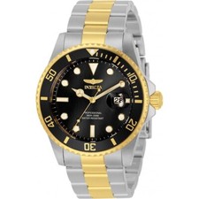 Invicta Men's Watch Pro Diver Quartz Black Dial Two Tone Steel Bracelet 33269