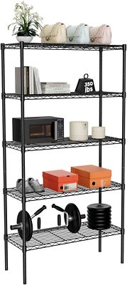 5-Tier Storage Shelf Standing Shelving Unit Heavy Duty Metal Wire Rack Organizer
