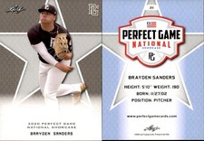 BRAYDEN SANDERS 2020 LEAF PERFECT GAME NATIONAL SHOWCASE ROOKIE CARD #211