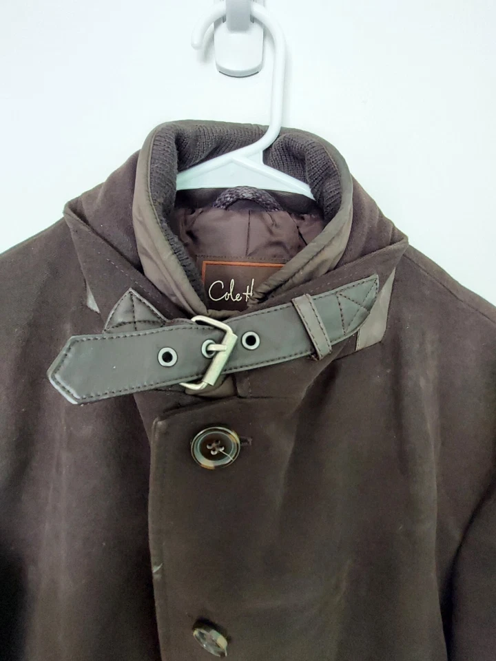 Chaqueta de piel de cordero Cole Haan para hombre XL abrigo de gamuza de cuero marrón Foto 4 de 4