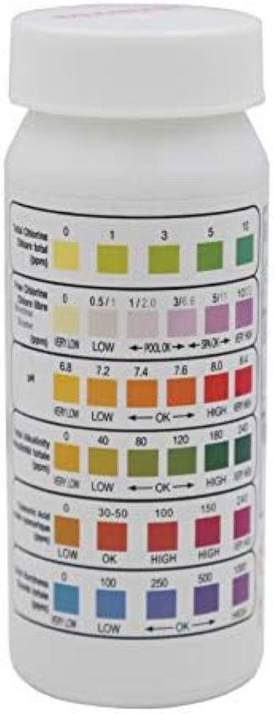 Strisce per Test di Cloro 6 in 1, per Piscine, Spa, Cloro, PH, alcalinitÃ , Acqu