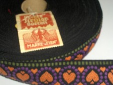 BORDO GALLONE PASSAMANERIA ARANCIO VIOLA TIROLESE ORIGINALE COTONE TELAIO X 1 MT