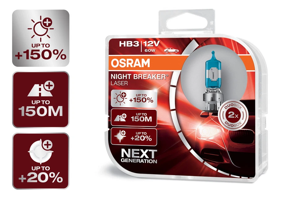 OSRAM Night Breaker® LASER NEXT GENERATION HB3 Sockel +150% mehr Sicht DuoBox - Bild 1 von 4