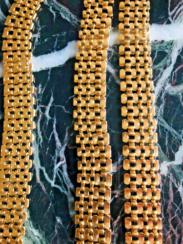 Vintage Goldtone set painter 19.25" necklace +8.25" bracelet convertible to 27.5 - Foto 9 di 13