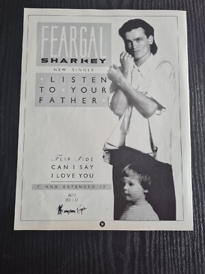 FEARGAL SHARKEY LISTEN TO YOUR FATHER 1984 MUSIC SINGLE ADVERT 8.5X11'' POSTER