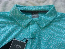 NWT Callaway Opti Dry golf polo, men's L, XL, blue, design - pattern, 80, poly.