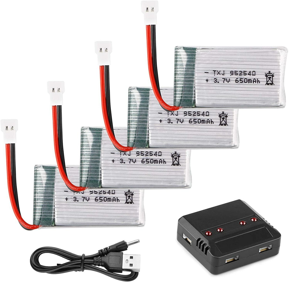 Chargeur USB 5 En 1 Pour Batteries LiPo - Compatible Hubsan H107D, Syma X5C Et Autres Drones RC