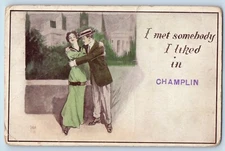 Champlin Minnesota MN Postcard Somebody Liked Lovers Couple 1913 Vintage Antique
