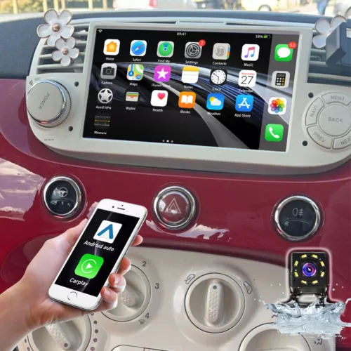 For Fiat 500 2007-2015 7" Carplay Android Auto 2+32G Car Stereo Radio GPS w/Cam - Picture 1 of 15