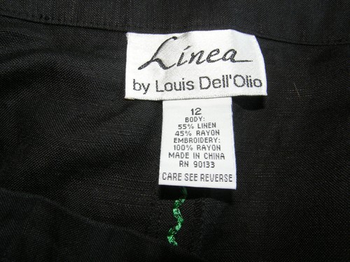 EC Sz 12 Linea by Louis Dell'Olio Black Floral Embroidered Fit Flare Skirt Linen - Picture 21 of 23