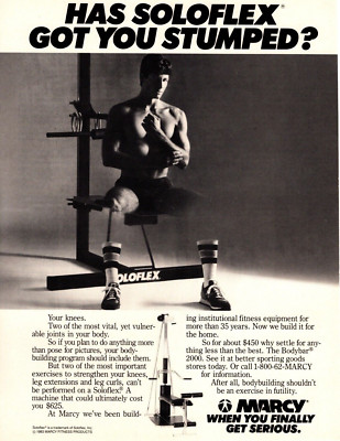 1983 SOLOFLEX FITNESS MACHINE PRINT AD, HOME GYM, SEXY GUY PRINT AD