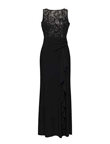 LAUREN RALPH LAUREN Womens Special Occasion Dresses,Black/Black Shine,4