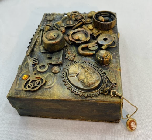 Steampunk Trinket Jewelry Box Stash 5" x 4" Decorative Box - 第 4/7 張圖片