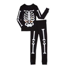 Way to Celebrate Boys Skeleton Halloween Pajamas 2 Piece Set Black 7